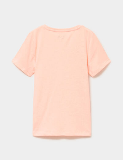 T-shirt col rond manches courtes orange fluo fille