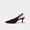 Escarpins slingback &agrave; talons aiguilles marron fonc&eacute; femme
