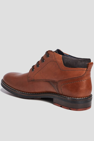 Bottines à lacets en cuir marron homme