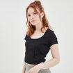 T-shirt court ajusté effet corset noir femme