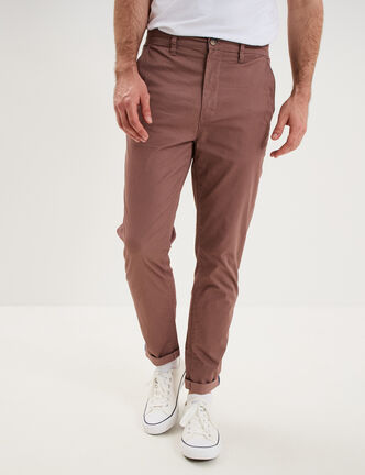 Pantalon chino slim stretch vieux rose homme