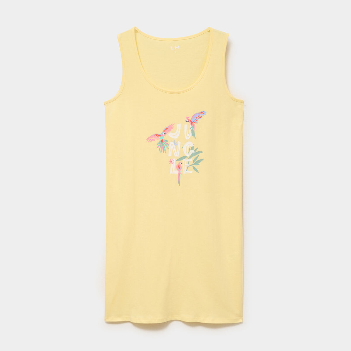 Chemise de nuit sans manches coton jaune clair femme