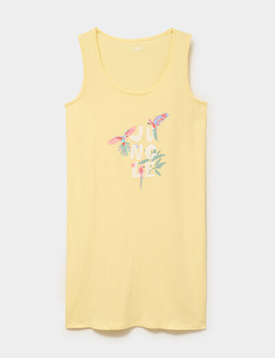 Chemise de nuit sans manches coton jaune clair femme