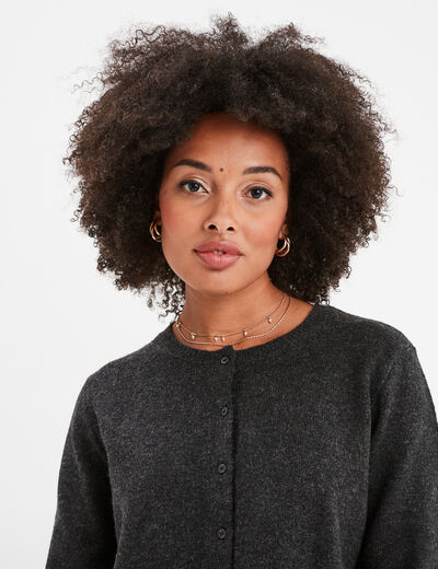 Gilet boutonné manches longues Creeks gris foncé femme