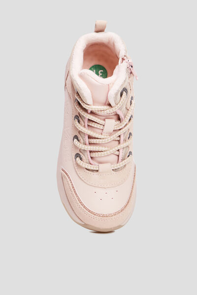 Bottines zippées Kickers Fauna rose fille