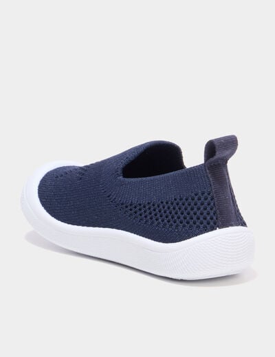 Baskets bout renforc&eacute; &agrave; semelle souple bleu marine b&eacute;b&eacute; gar&ccedil;on