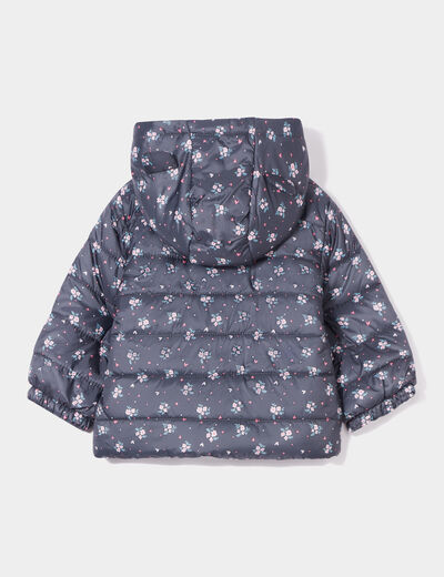 Doudoune oversize zippée à capuche gris foncé bébé fille