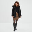 Pull col rond aspect laineux noir femme