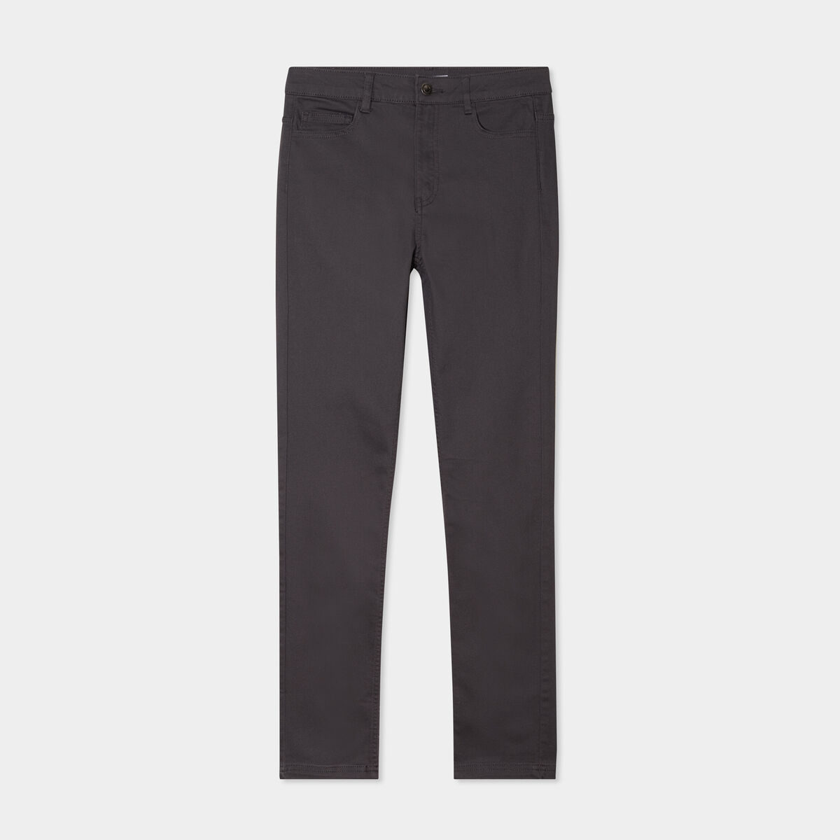 Pantalon slim en coton elasthanne gris foncé femme