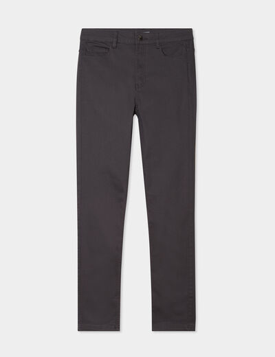 Pantalon slim en coton elasthanne gris foncé femme