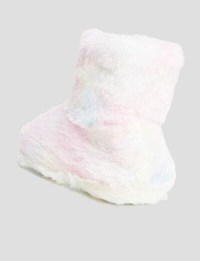 Chaussons bottines fausse fourrure multicolore fille