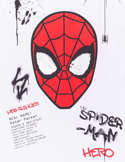 T-shirt à sequins Spider-Man blanc garçon