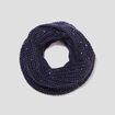 Tour de cou tricoté bleu marine femme