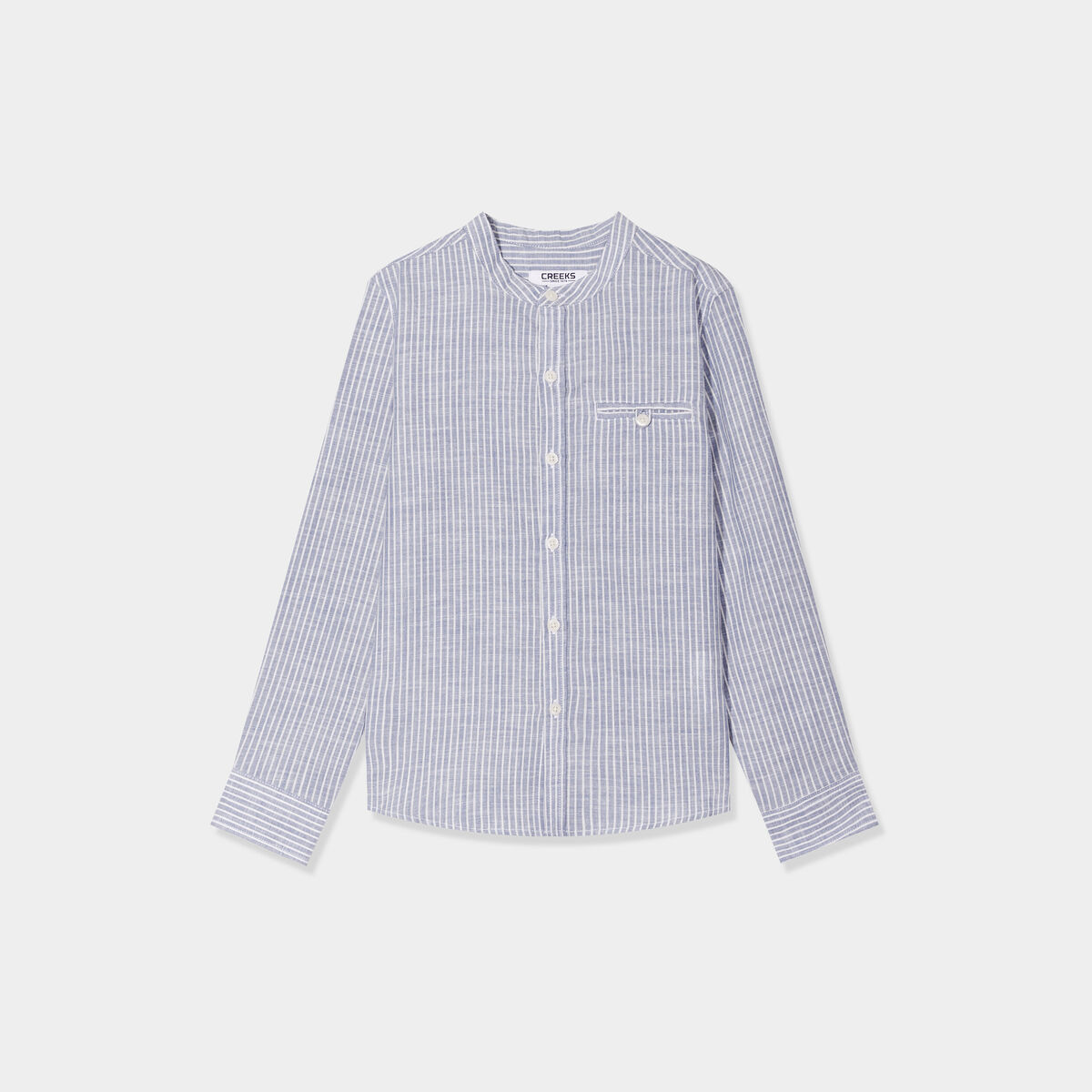Chemise col mao manches longues Creeks gris clair garçon