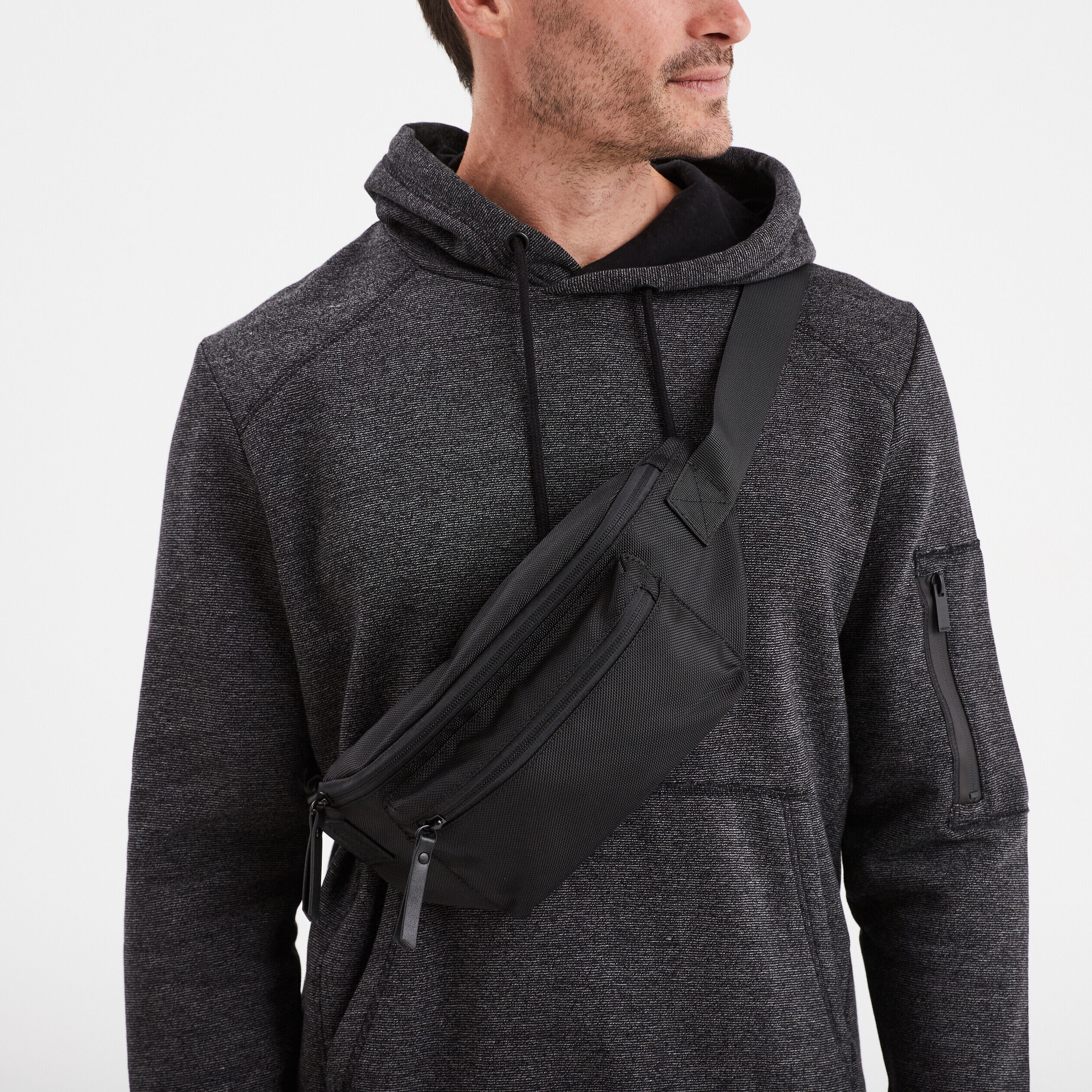 Sac banane bandoulière ajustable noir homme LH