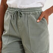 Pantalon molleton cargo droit cropped vert pastel femme