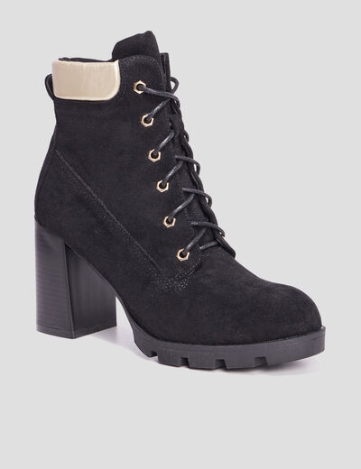 Bottines à talons à lacets noir femme