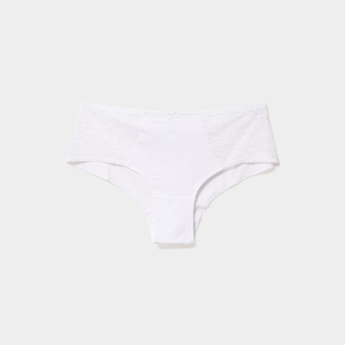 Shorty coton majoritaire avec dentelle blanc femme grande taille