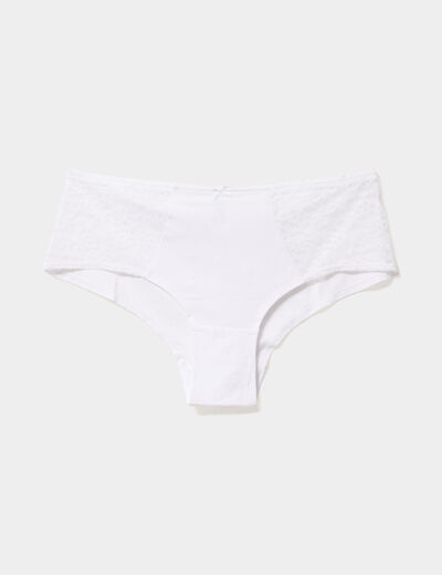 Shorty coton majoritaire avec dentelle blanc femme grande taille