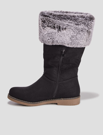 Bottes zippées avec pompons noir fille