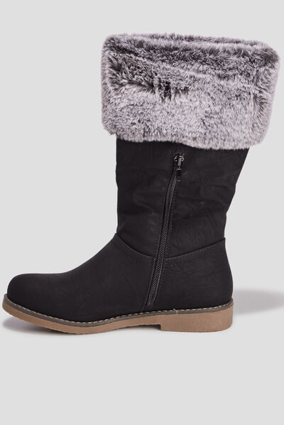 Bottes zippées avec pompons noir fille