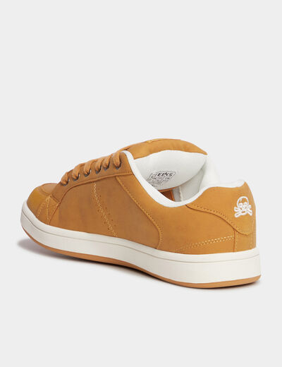Tennis à lacets bout rond jaune foncé homme