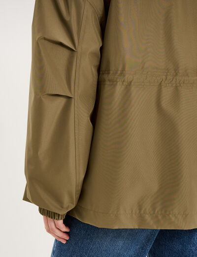 Parka &agrave; capuche taille &agrave; coulisse taupe femme