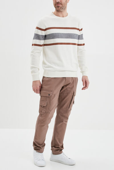 Pull col rond manches longues multicolore homme