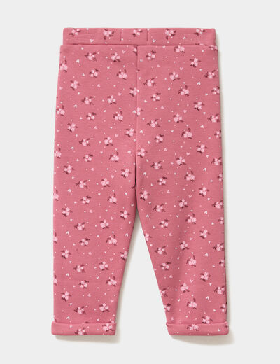 Legging molletonn&eacute; rose clair b&eacute;b&eacute; fille