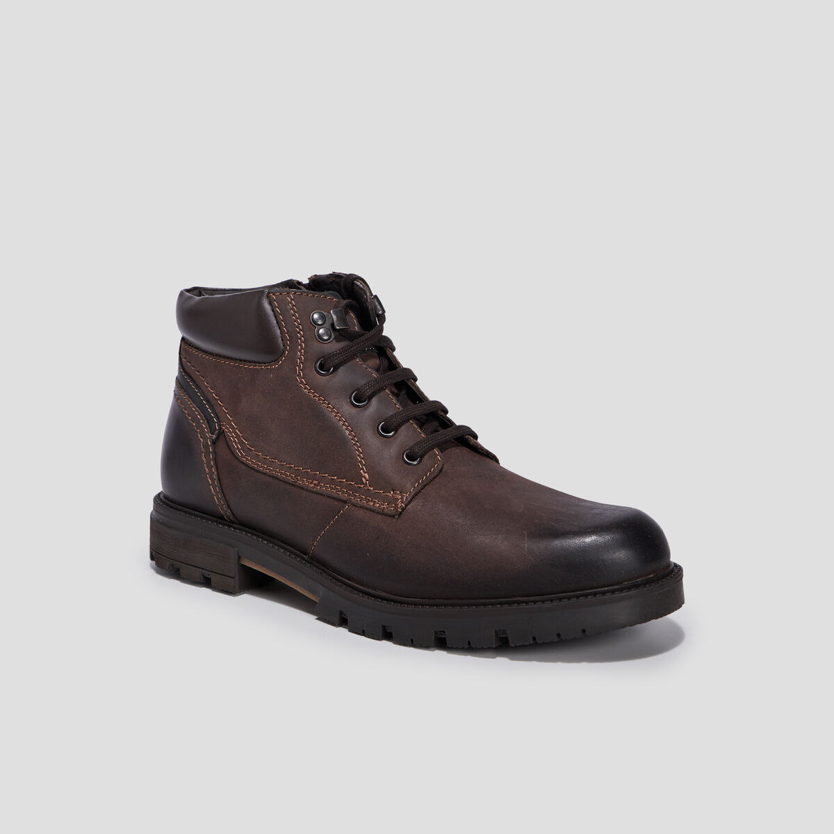 Bottines crantées en cuir marron homme