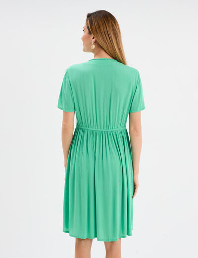 Robe col en V détails tressés vert menthe femme