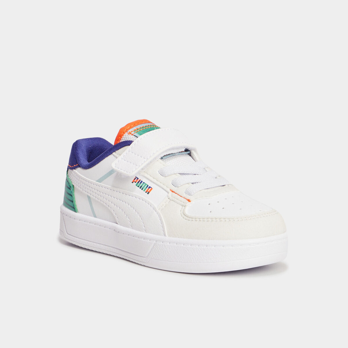 Tennis basses à scratchs Puma Caven blanc garçon