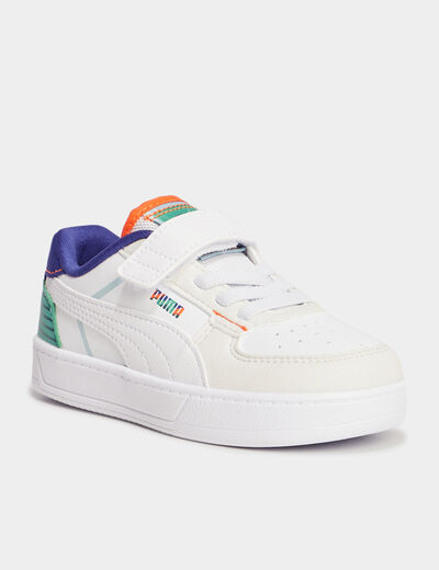 Tennis basses à scratchs Puma Caven blanc garçon