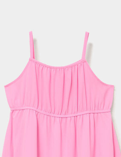 Robe longue fluide &agrave; bretelles rose fille