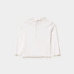 T-shirt col roul&eacute; bords vagues coton blanc b&eacute;b&eacute; fille