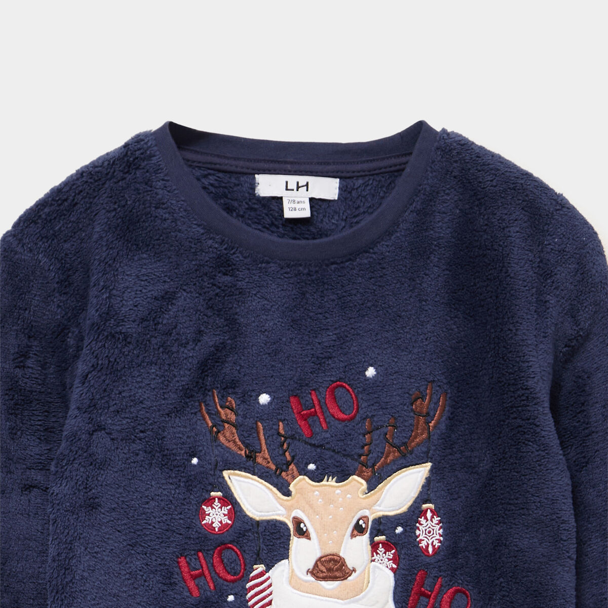 Ensemble pyjama No&euml;l en velours bleu marine gar&ccedil;on