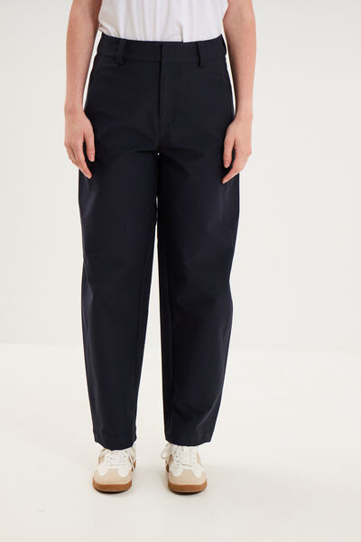 Pantalon ballon taille haute bleu fonc&eacute; femme