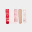 Lot 5 paires de chaussettes jacquard rouge femme