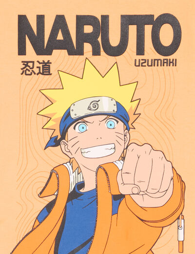 T-shirt manches courtes coton Naruto rose saumon garçon