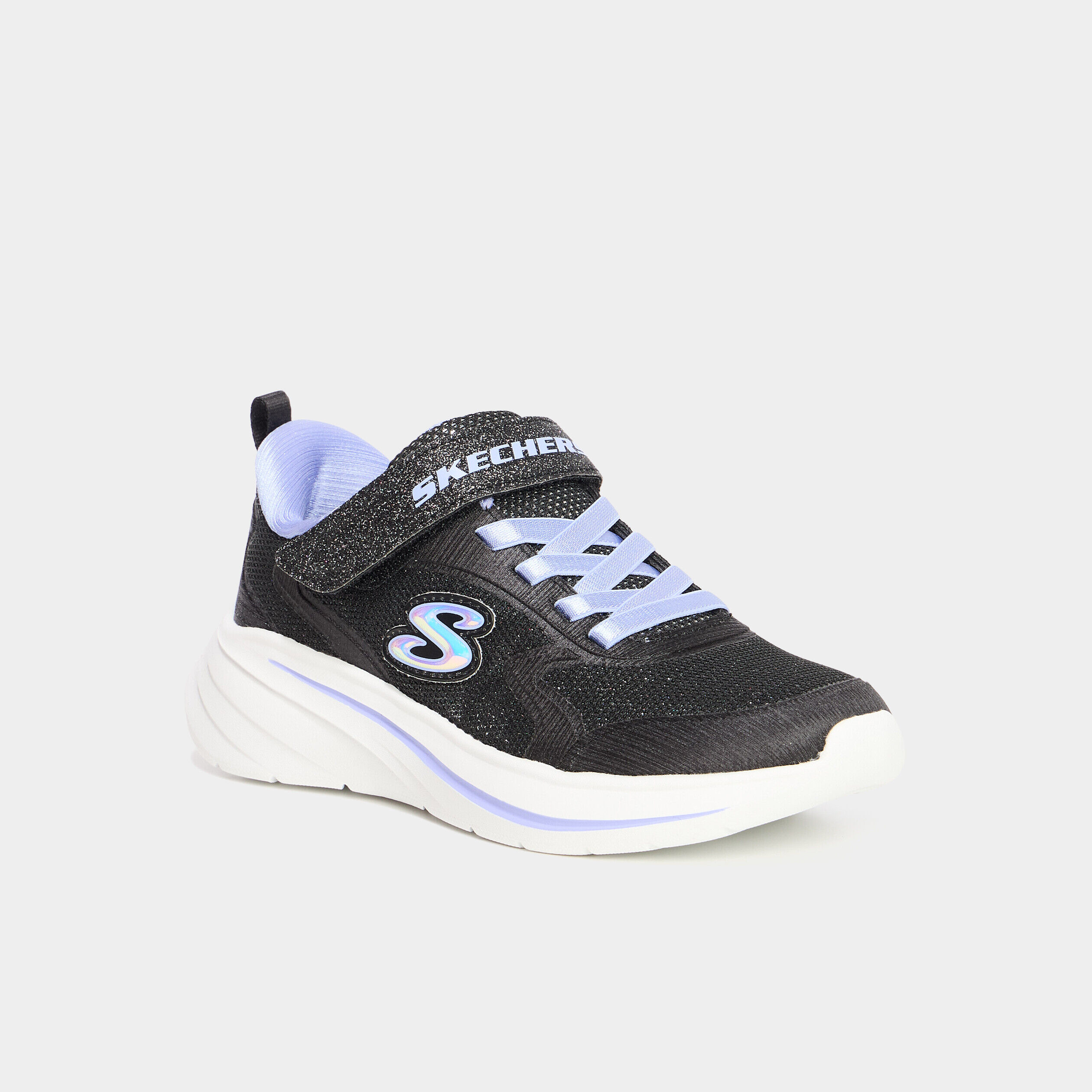 Baskets running à scratchs Skechers noir fille