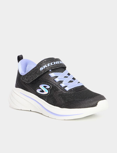 Baskets running à scratchs Skechers noir fille