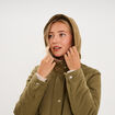Parka cintr&eacute;e capuche fausse fourrure vert kaki femme