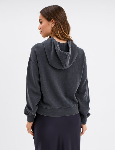 Sweat à capuche hoodie coton gris foncé femme