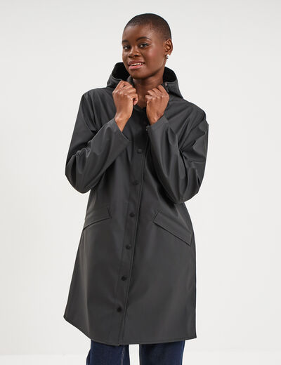 Parka imperm&eacute;able coupe-vent &agrave; capuche noir femme