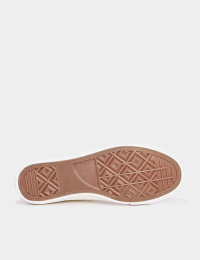 Tennis montantes &agrave; lacets en toile ivoire femme