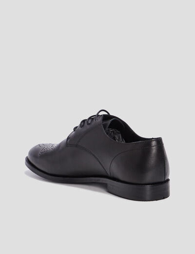 Derbies plates en cuir noir femme