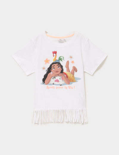 T-shirt &agrave; franges coton Vaiana blanc fille