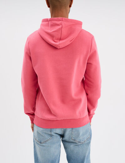 Sweat molleton à capuche hoodie rose framboise homme