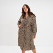 Robe chemise longue ceintur&eacute;e beige femme grande taille
