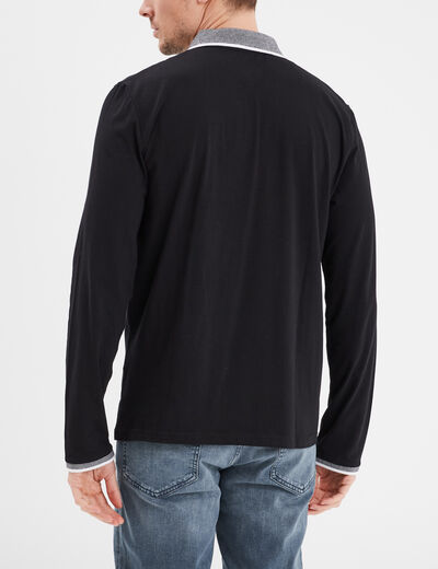 Polo manches longues coton Liberto noir homme